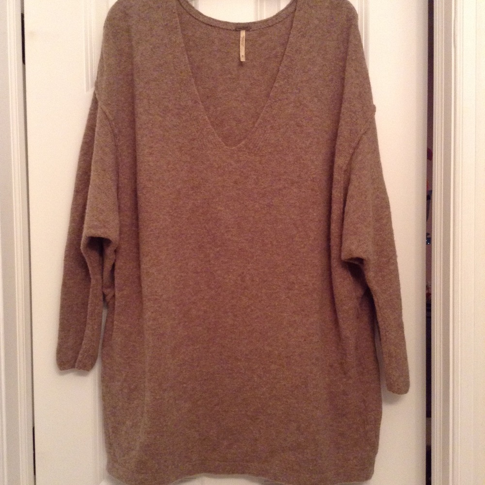 Brown Free People Oversized Sweater